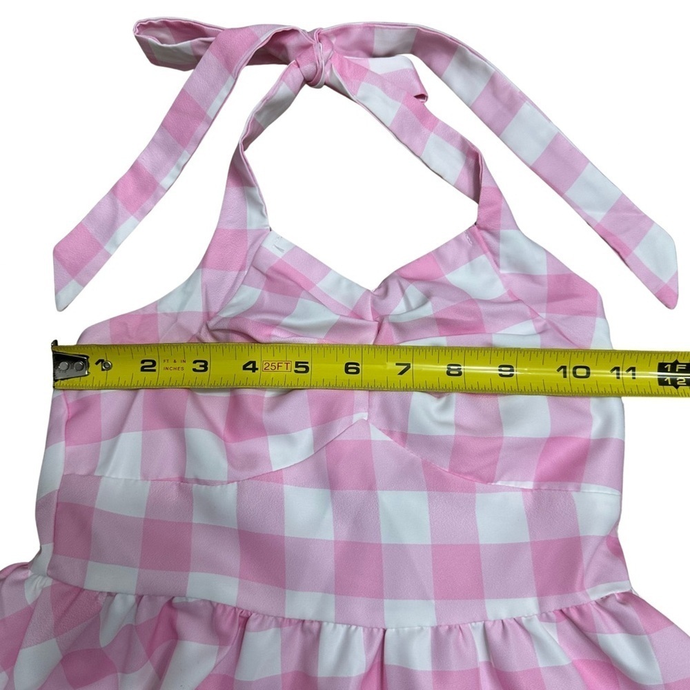 Gingham Girls Dress 50s Halter Gingham
Dress SZ 4-5T Pink White ACCESSORY BONUS - Picture 3 of 7